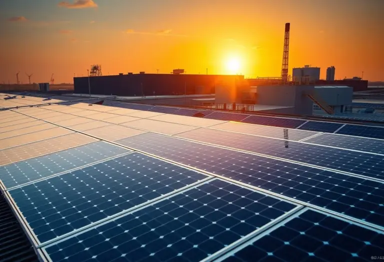 Weitwinkelaufnahme Industriehalle mit PV-Dach, Tageslicht